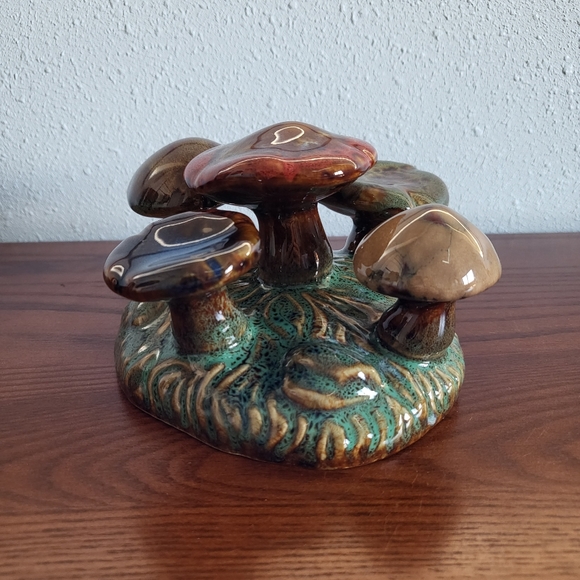 Mushroom Cluster Glazed Ceramic Figurine Mushrooms Whimsical Decoration Shrooms - Picture 1 of 9